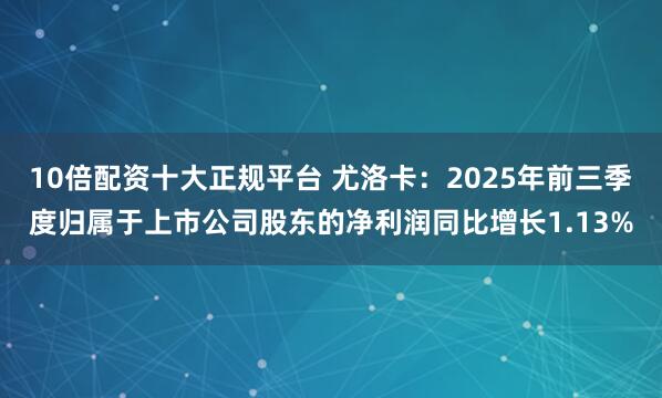 10倍配资十大正规平台 尤洛卡：2025年前三季度归属于上市公司股东的净利润同比增长1.13%